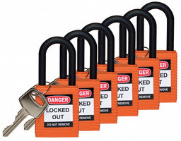 H1705 Lockout Padlock KD Orange 1-3/4 H PK6