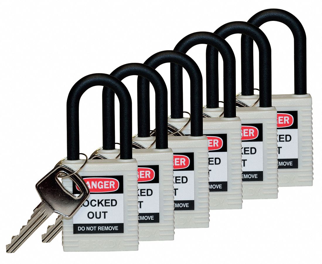 H1705 Lockout Padlock KD White 1-3/4 H PK6