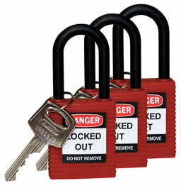 H1706 Lockout Padlock KA Red 1-3/4 H PK3