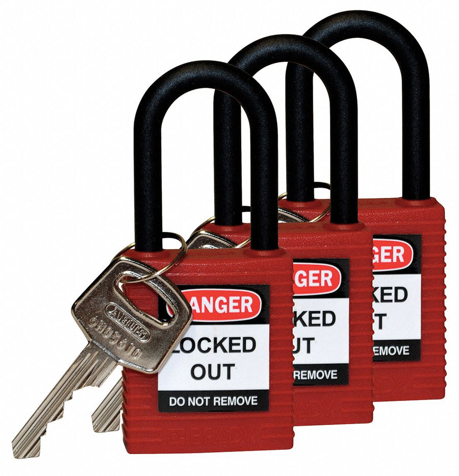 H1706 Lockout Padlock KA Red 1-3/4 H PK3