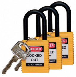 H1706 Lockout Padlock KA Yellow 1-3/4 H PK3