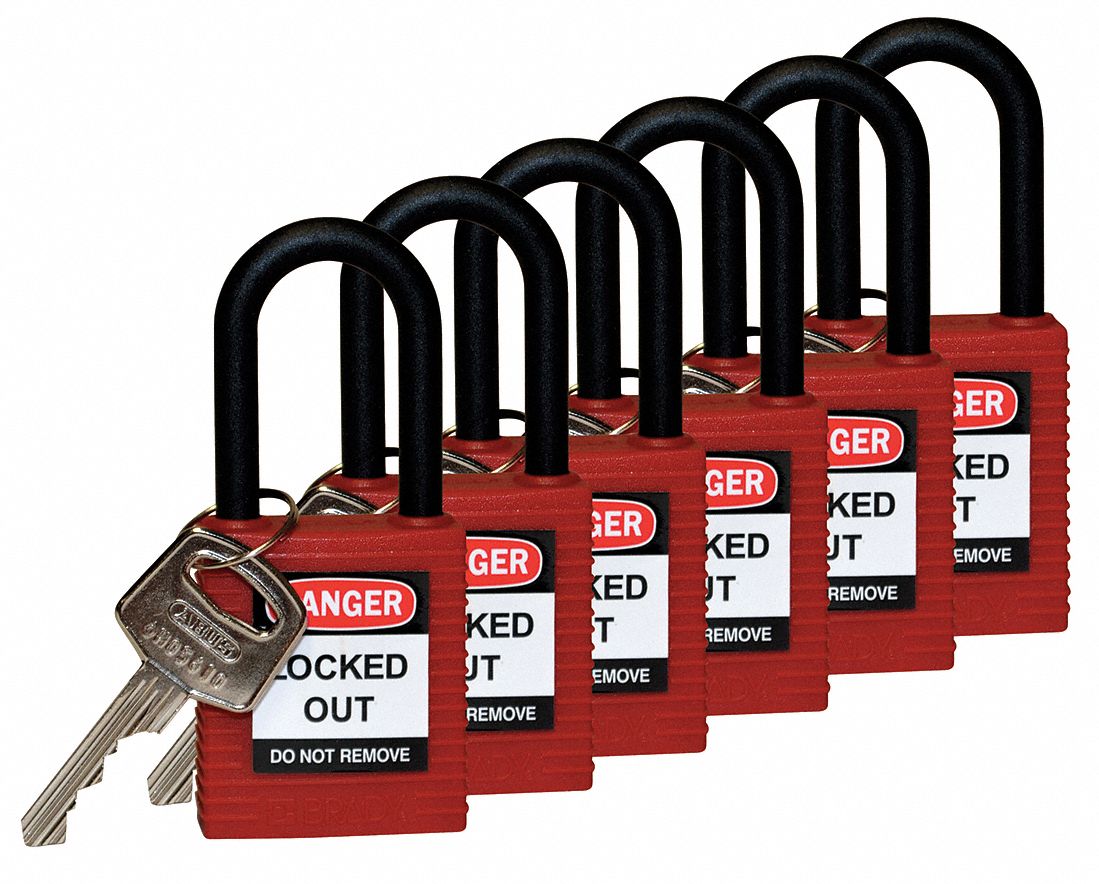 H1707 Lockout Padlock KA Red 1-3/4 H PK6