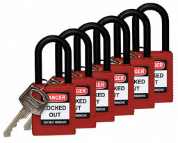 H1707 Lockout Padlock KA Red 1-3/4 H PK6
