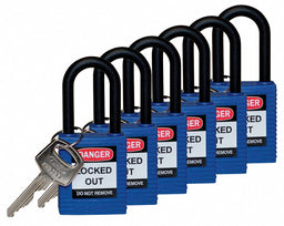 H1707 Lockout Padlock KA Blue 1-3/4 H PK6
