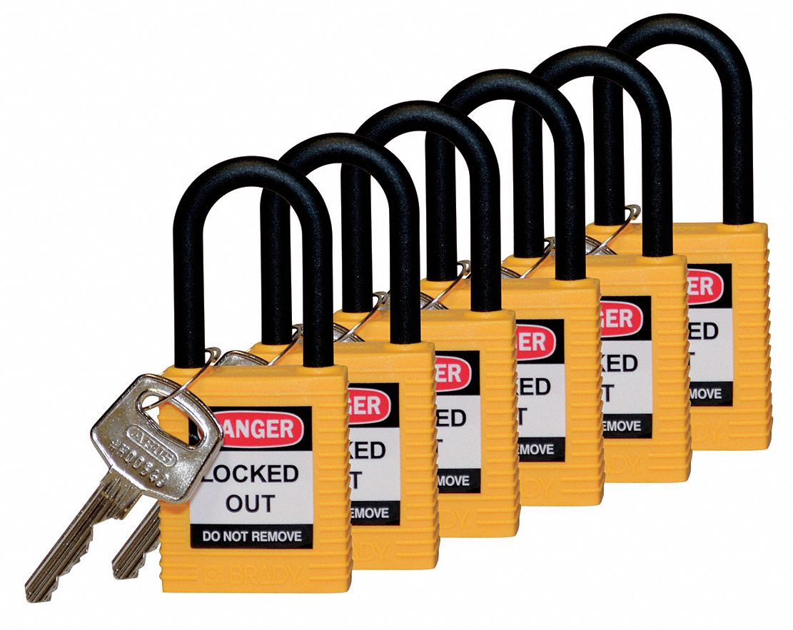 H1707 Lockout Padlock KA Yellow 1-3/4 H PK6