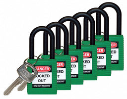 H1707 Lockout Padlock KA Green 1-3/4 H PK6
