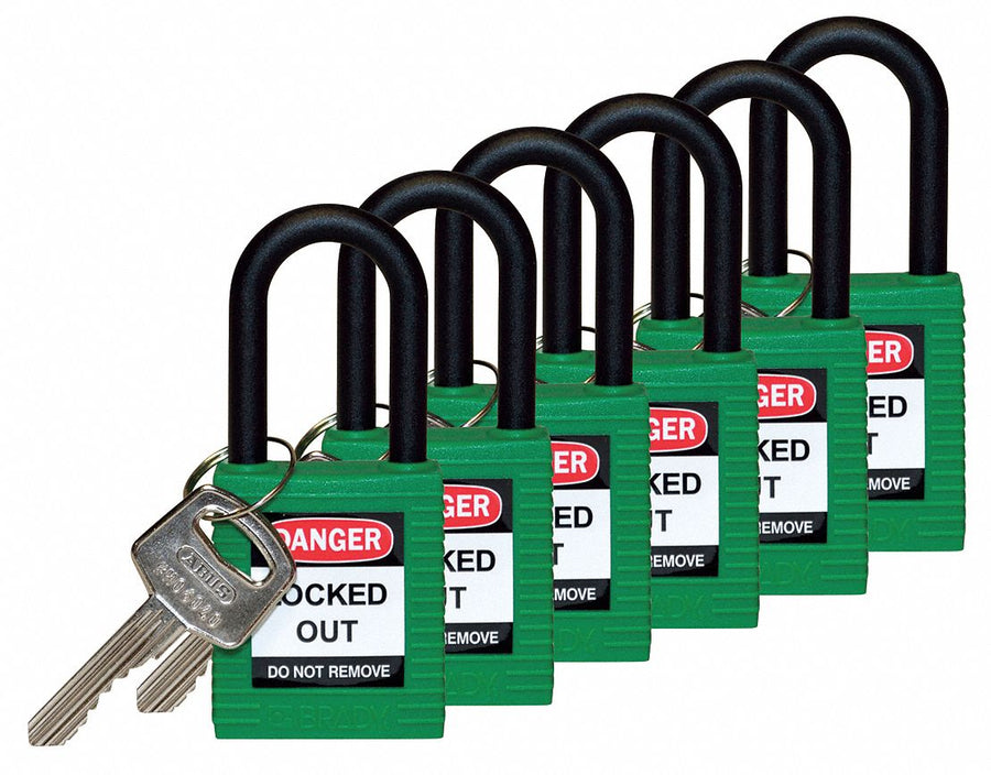 H1707 Lockout Padlock KA Green 1-3/4 H PK6