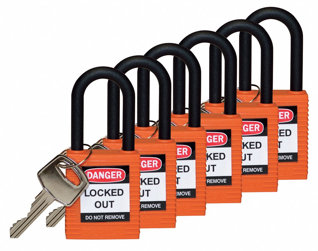 H1707 Lockout Padlock KA Orange 1-3/4 H PK6