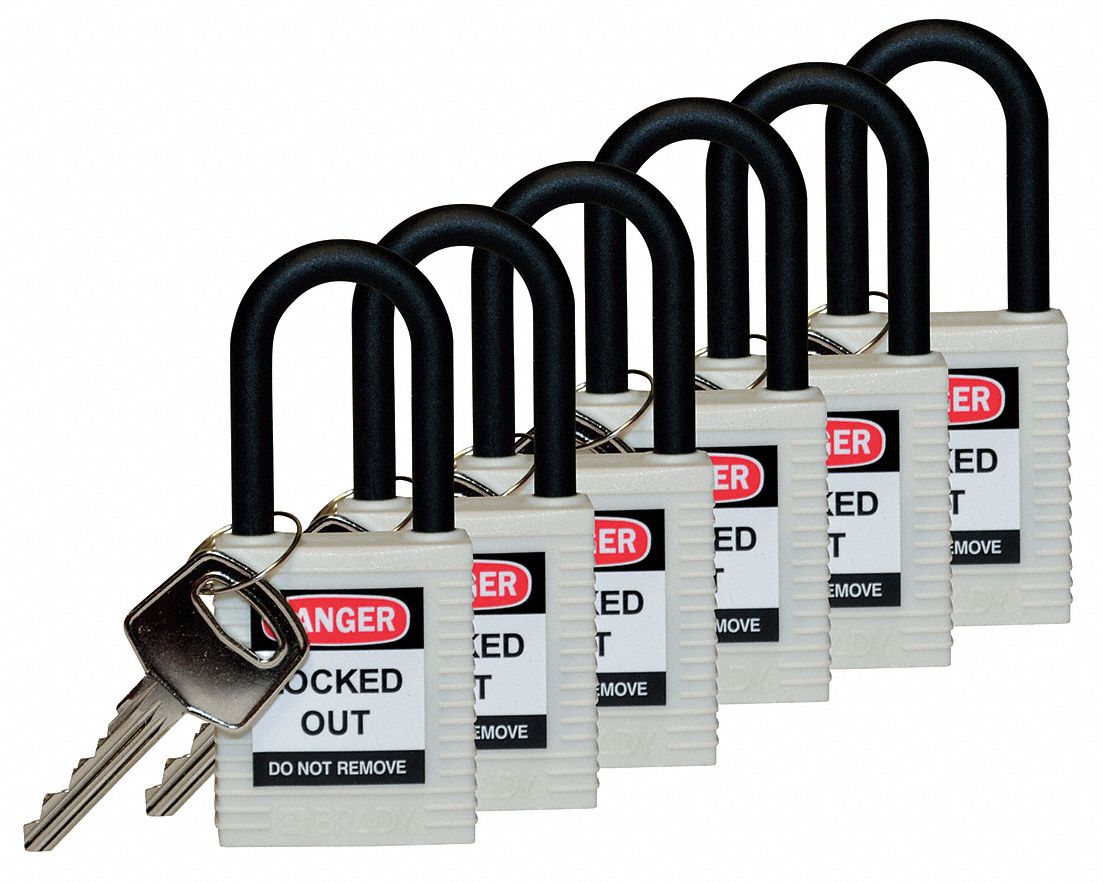 H1707 Lockout Padlock KA White 1-3/4 H PK6