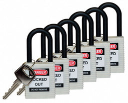 H1707 Lockout Padlock KA White 1-3/4 H PK6