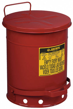 F8424 Oily Waste Can 10 gal Steel Red