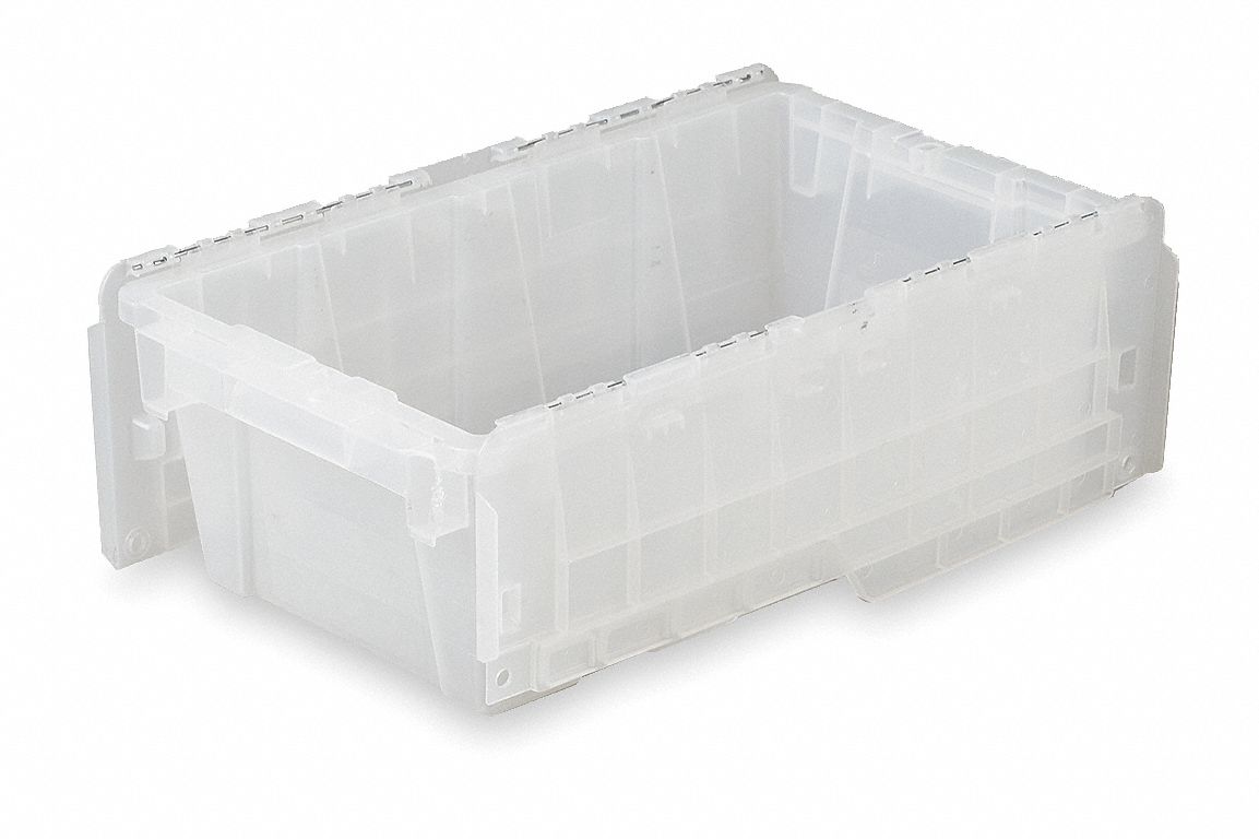Attached Lid Ctr Translucent Solid HDPE