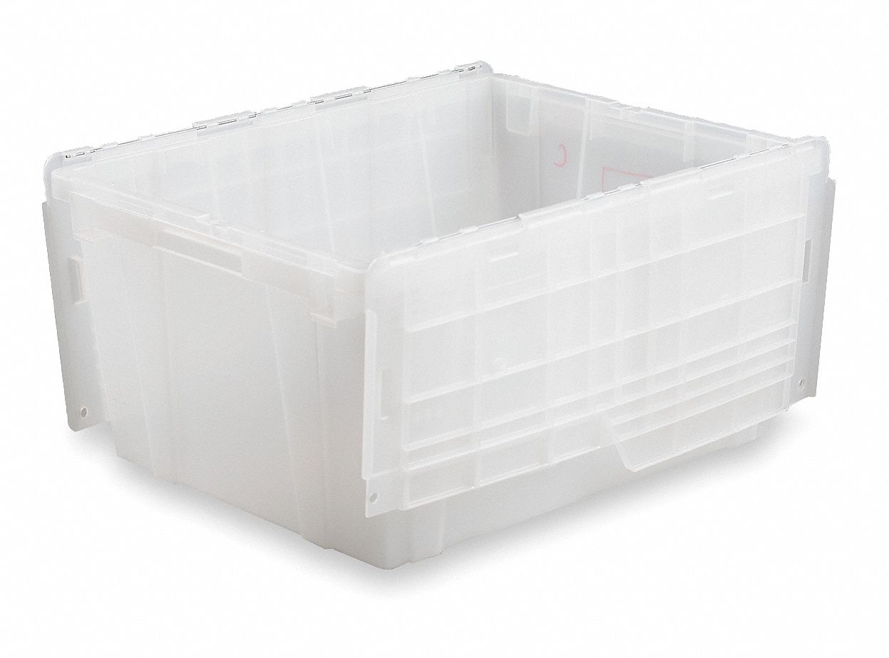 Attached Lid Ctr Translucent Solid HDPE