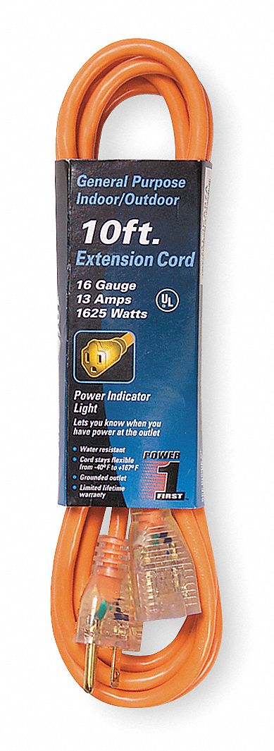 Extension Cord 10ft 16Ga 13A SJTW Orange