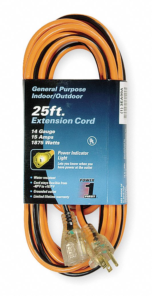 Ltd Ext Crd 25ft 14Ga 15A SJTW Org/Blk