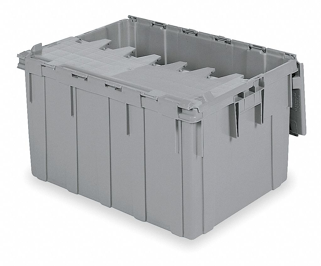 Attached Lid Ctr Gray Solid Ind Grd Poly