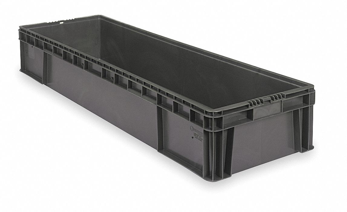 Straight Wall Container Gray Solid HDPE