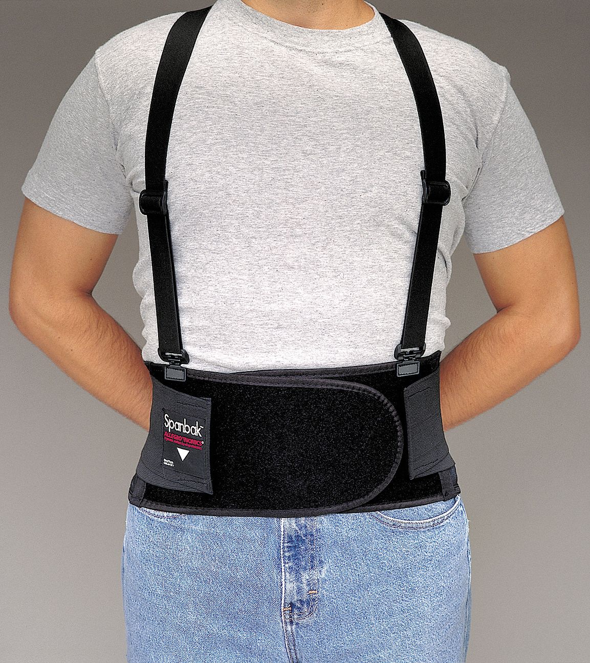 Back Support w/Suspenders Black L