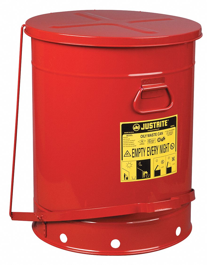 E6822 Oily Waste Can 21 gal Steel Red