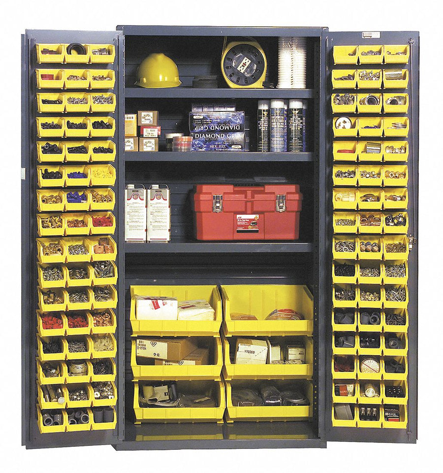K4911 Bin Cabinet 72 x36 x24 Gray 102YlwBns