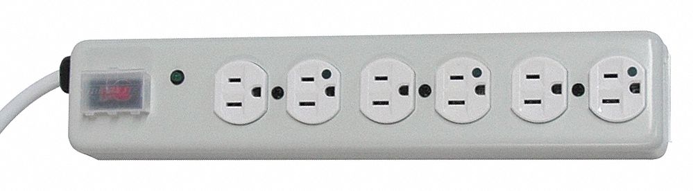 Surge Protector Strip 6 Outlet White
