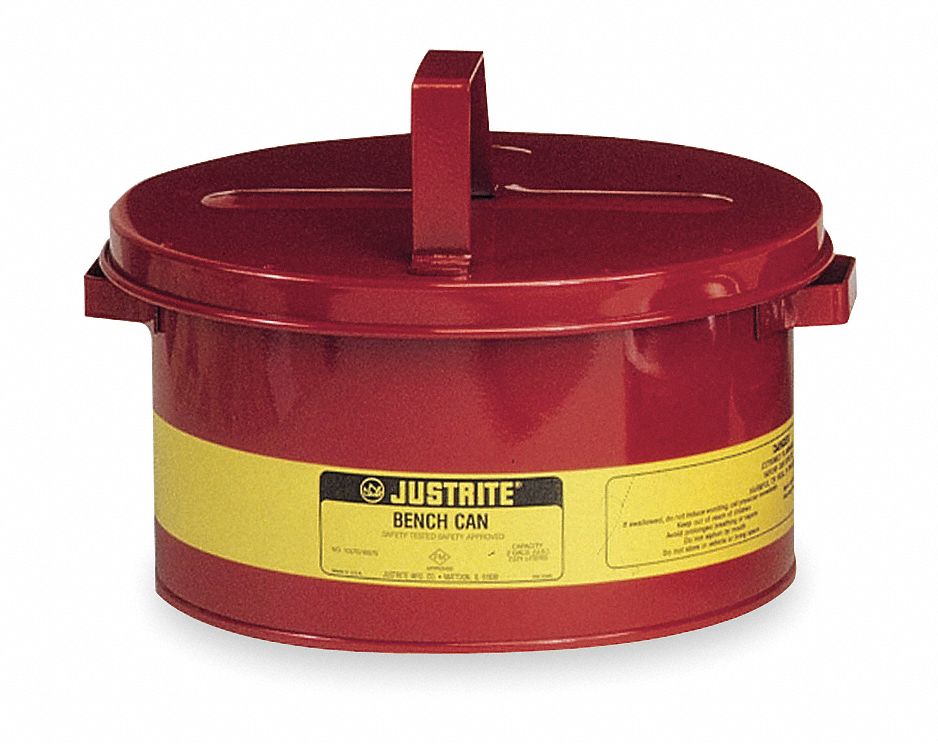 Bench Can 2 gal Galvanized Steel Red