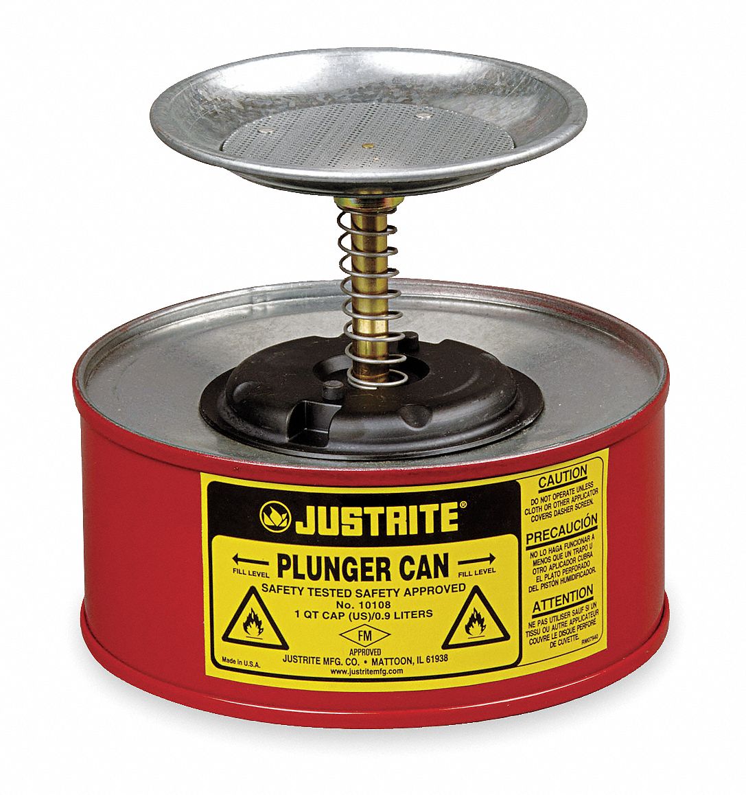 K8557 Plunger Can 1 qt. Galvanized Steel Red