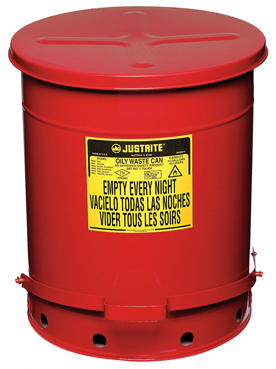 E6821 Oily Waste Can 14 gal Steel Red