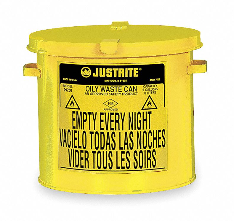 F0097 Countertop Oily Waste Can 2 gal Yellow
