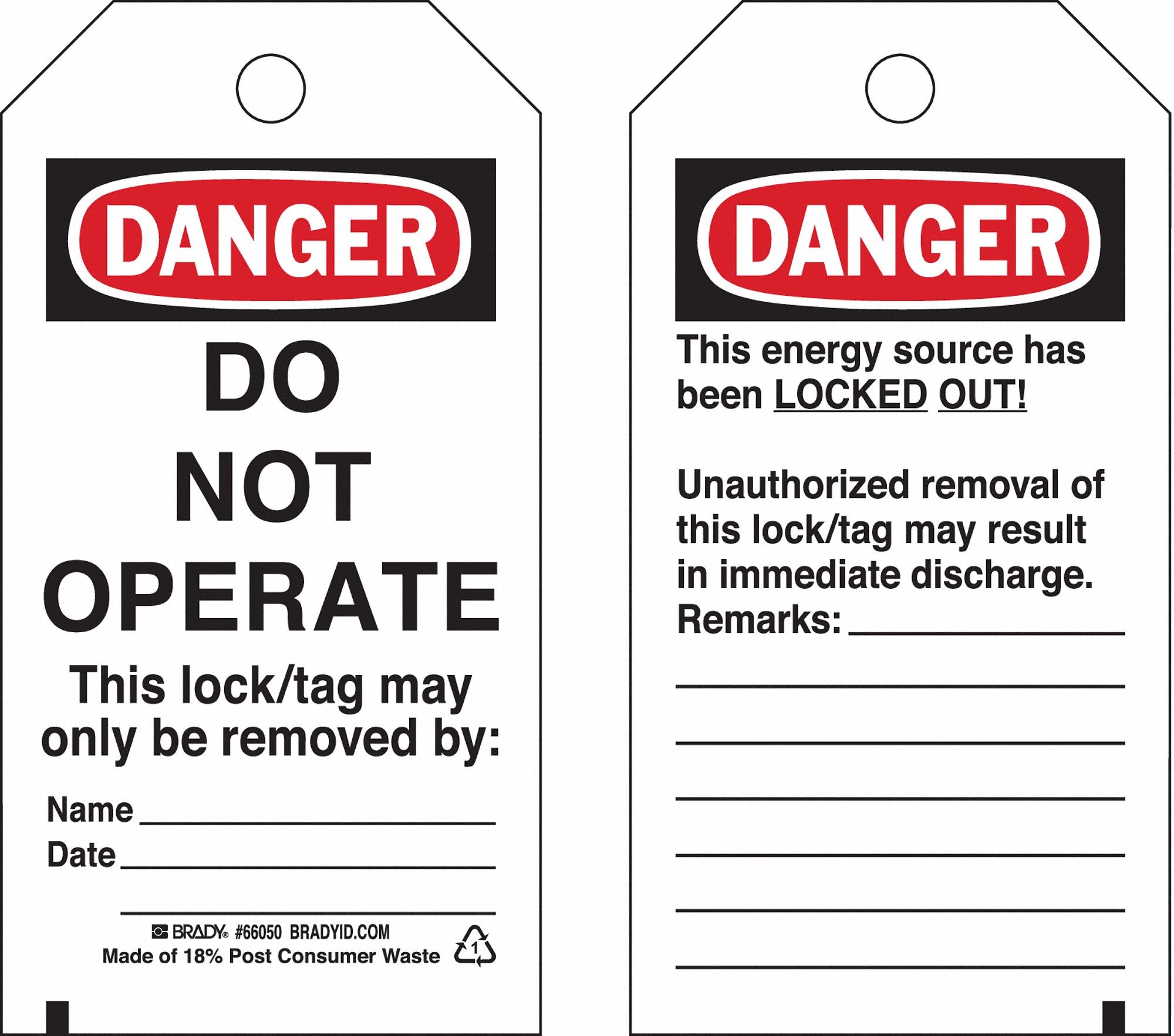 Danger Tag 5-1/2 x 3 In Hd Polyest PK25