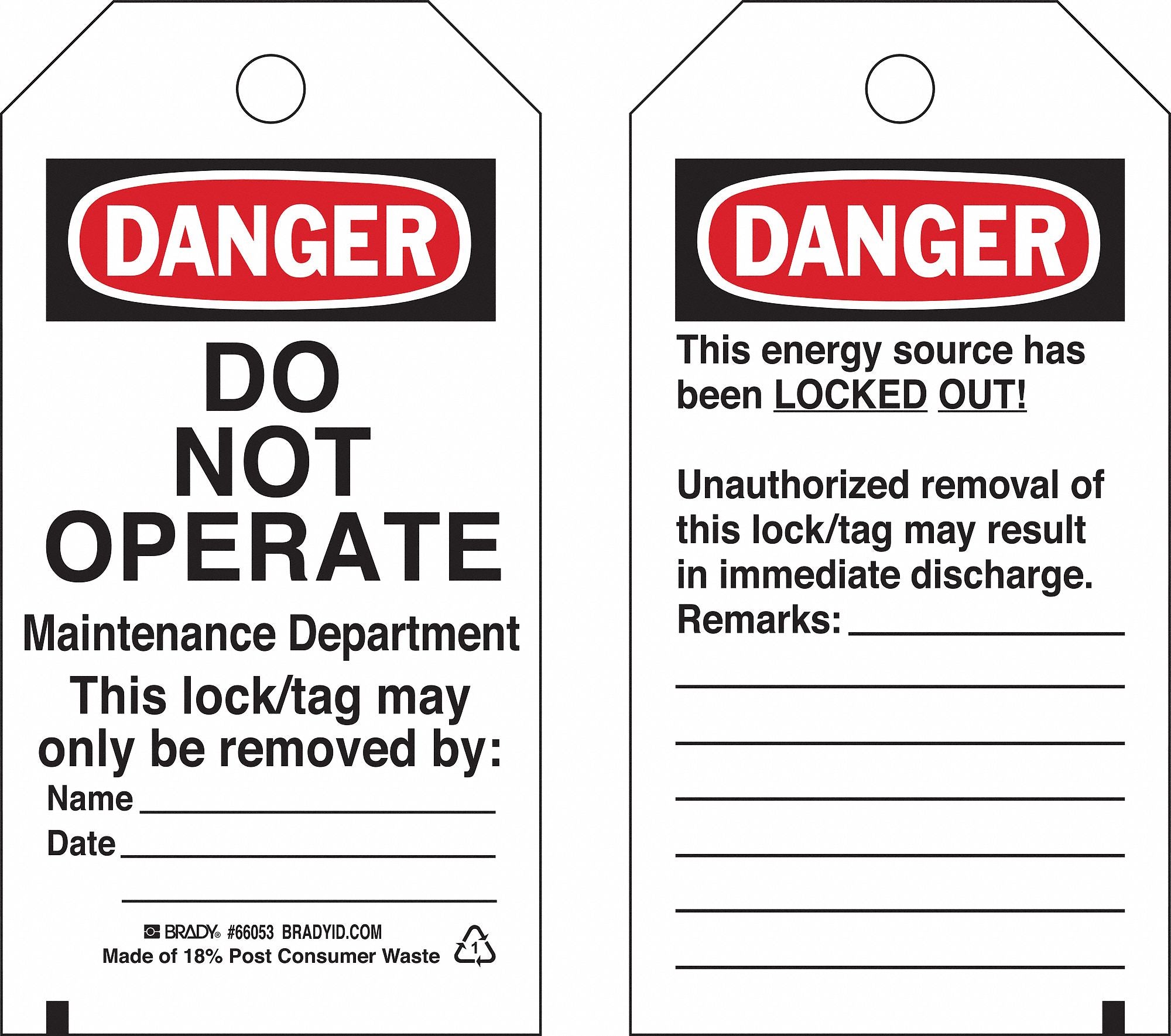 Danger Tag 5-1/2 x 3 In Hd Polyest PK25