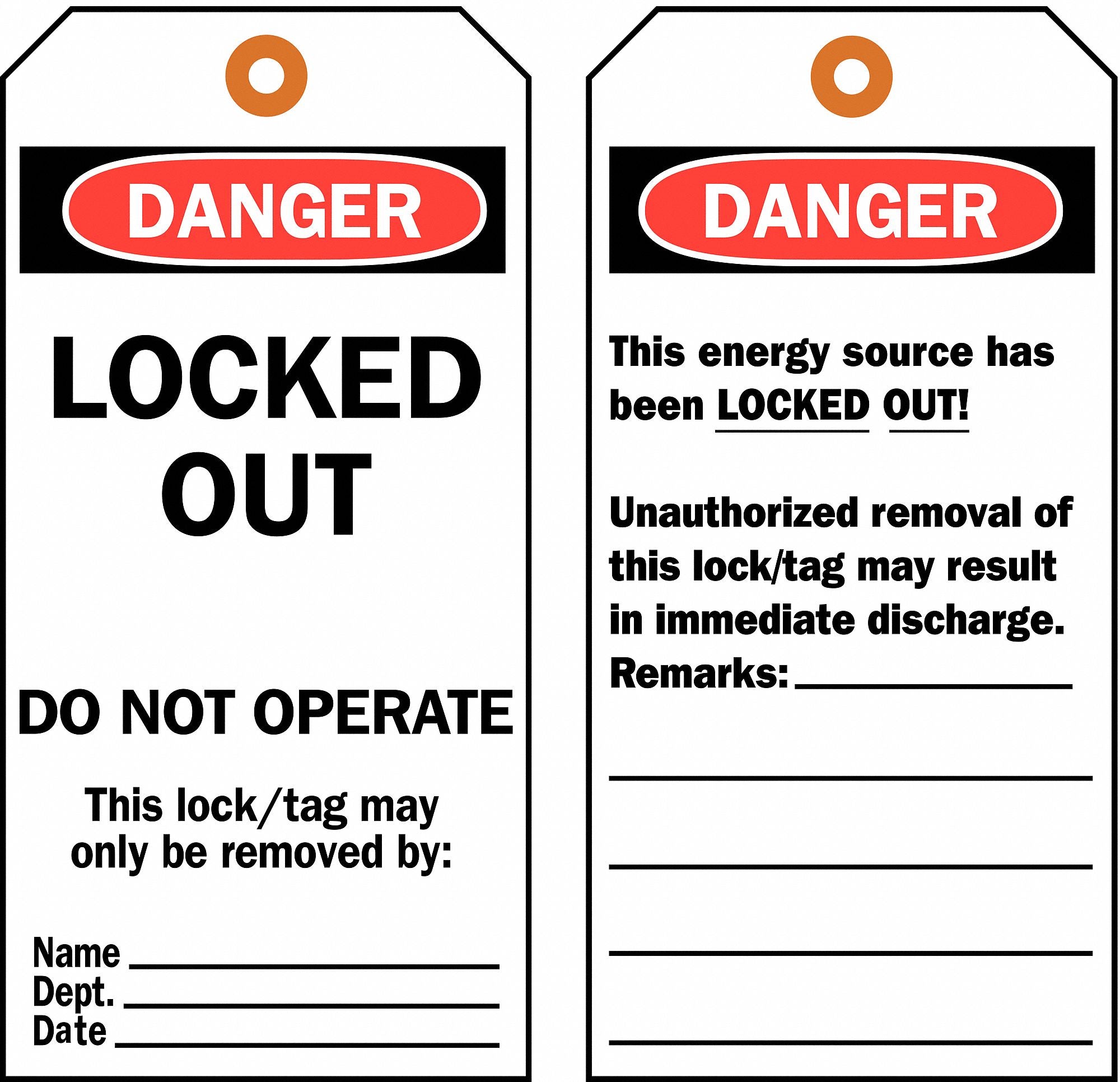 Danger Tag 5-3/4 x 3 In Cardstock PK25