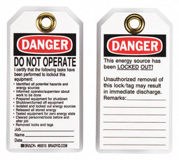 Danger Tag 5-1/2 x 3 In Hd Polyest PK25