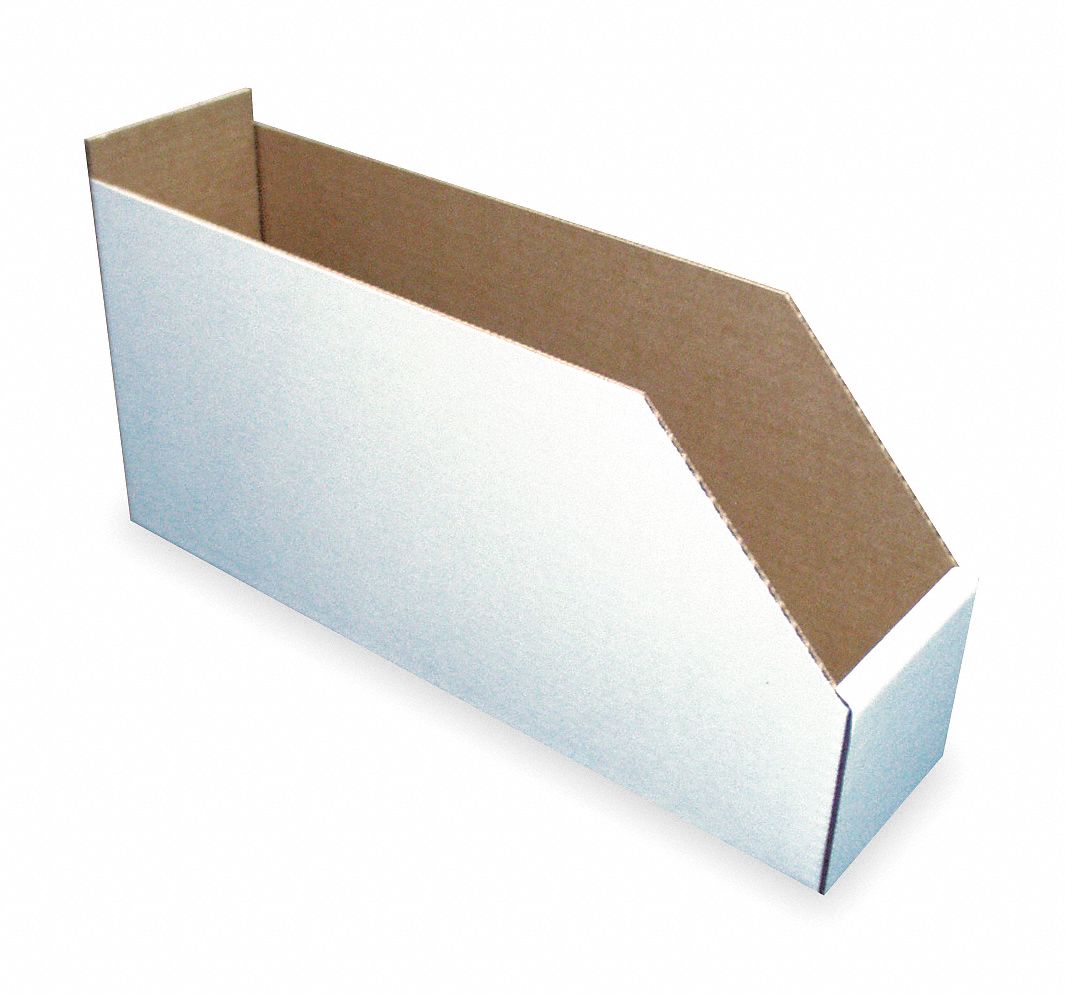 Corr Shelf Bin White Cardboard 8 1/2 in