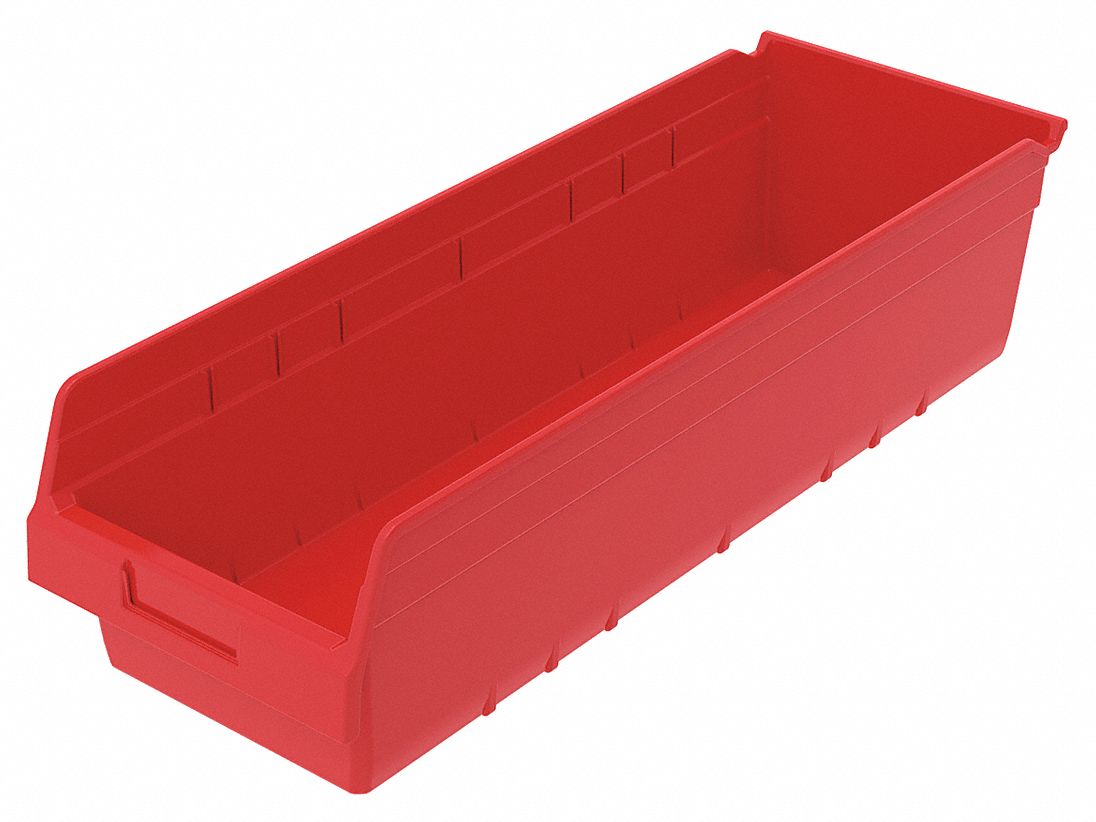 H2373 Shelf Bin Red Plastic 6 in
