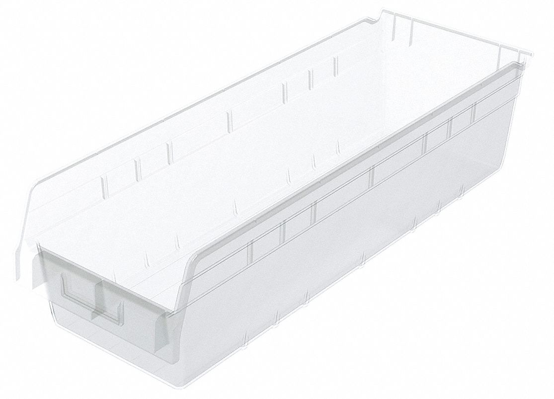Shelf Bin Clear Plastic 6 in