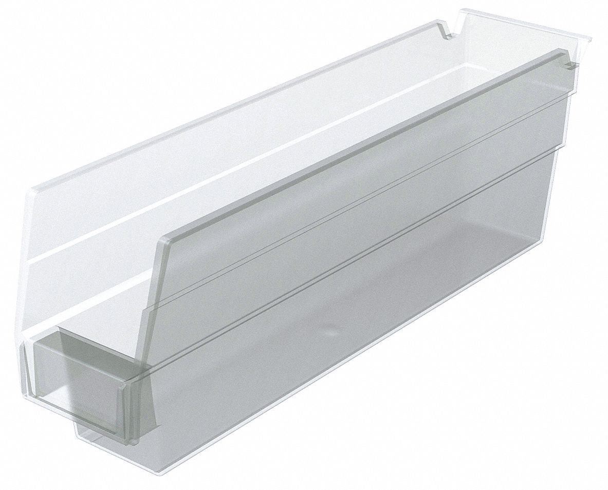 Shelf Bin Clear Indstr Grd Poly 4 in