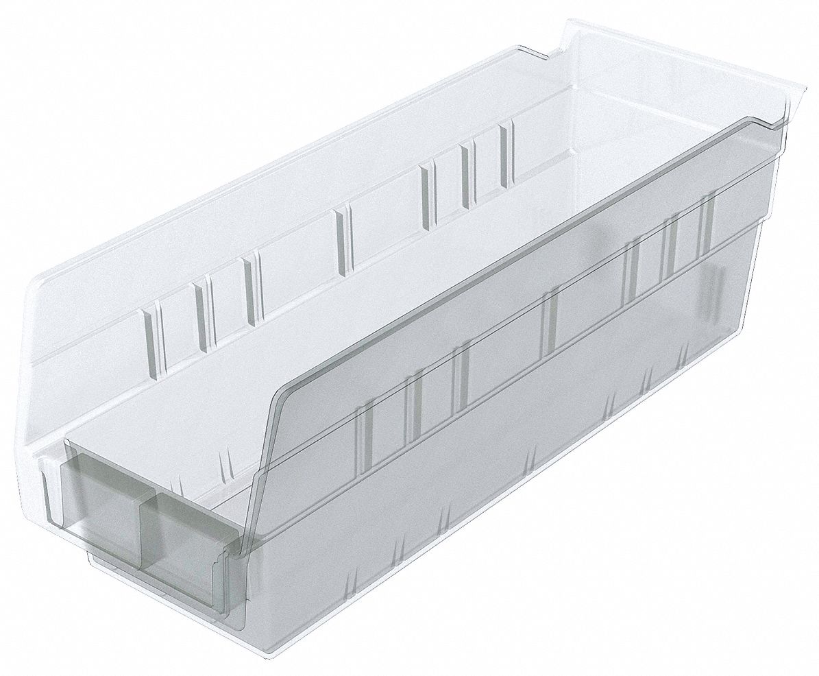 Shelf Bin Clear Indstr Grd Poly 4 in