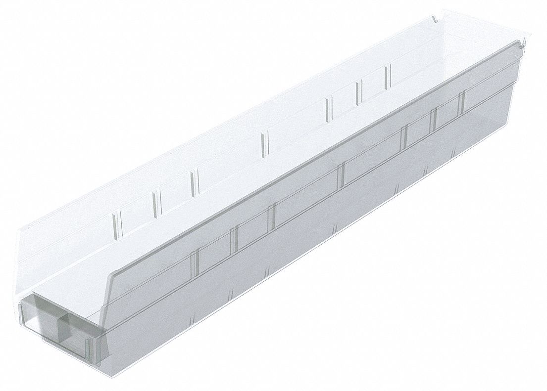 Shelf Bin Clear Indstr Grd Poly 4 in