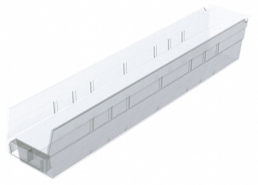 Shelf Bin Clear Indstr Grd Poly 4 in