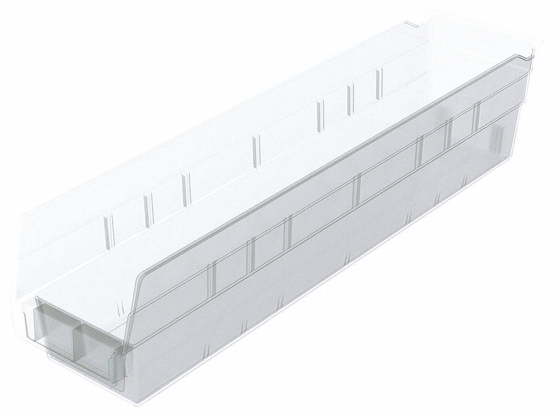 Shelf Bin Clear Indstr Grd Poly 4 in