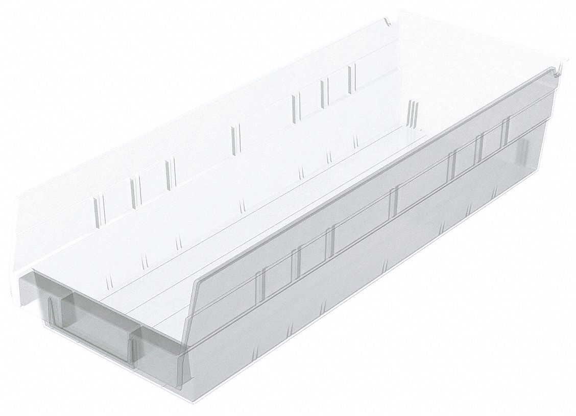 Shelf Bin Clear Indstr Grd Poly 4 in