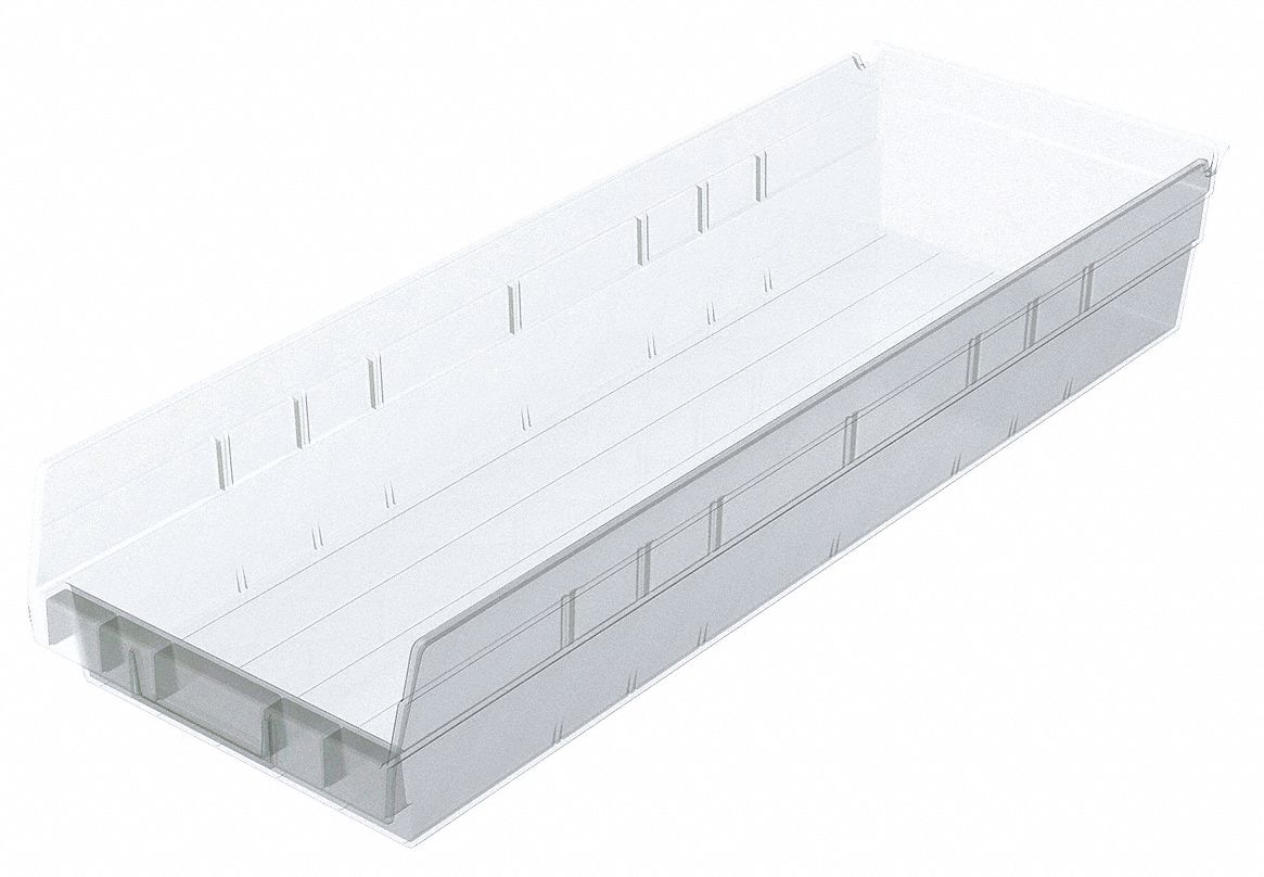 Shelf Bin Clear Indstr Grd Poly 4 in