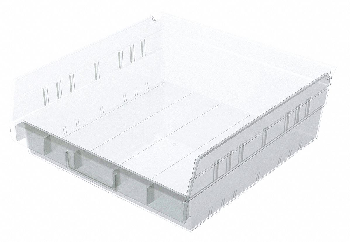Shelf Bin Clear Indstr Grd Poly 4 in