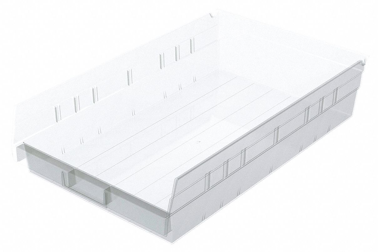 Shelf Bin Clear Indstr Grd Poly 4 in