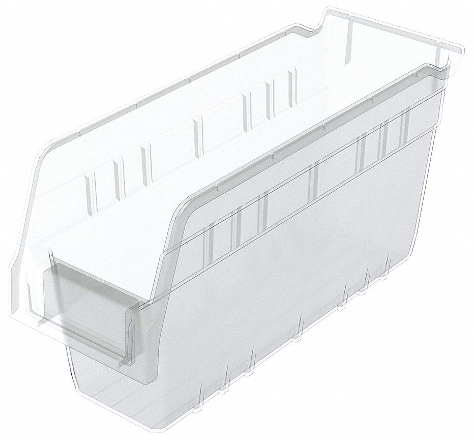 Shelf Bin Clear Plastic 6 in
