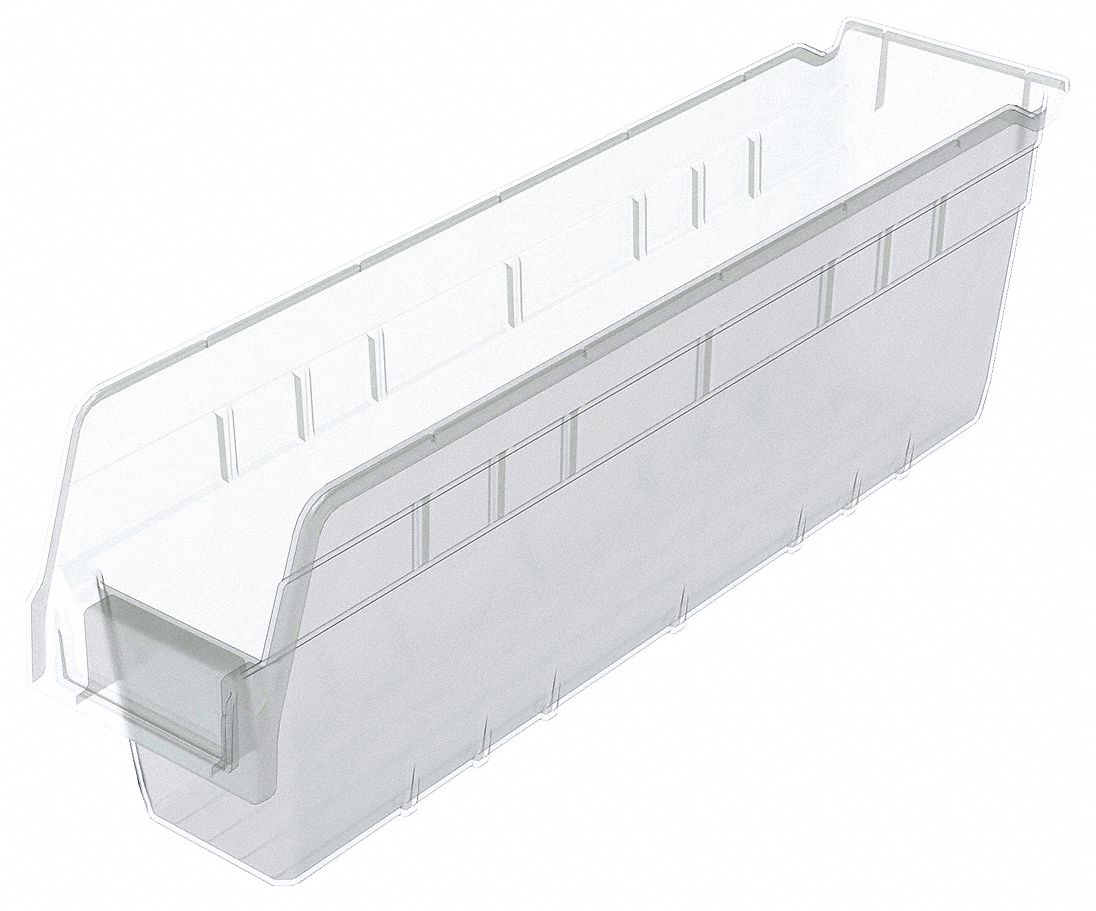 Shelf Bin Clear Plastic 6 in