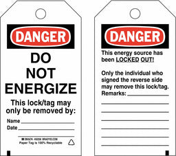 Lockout Tag 3 x 5-1/2In Polyester PK25