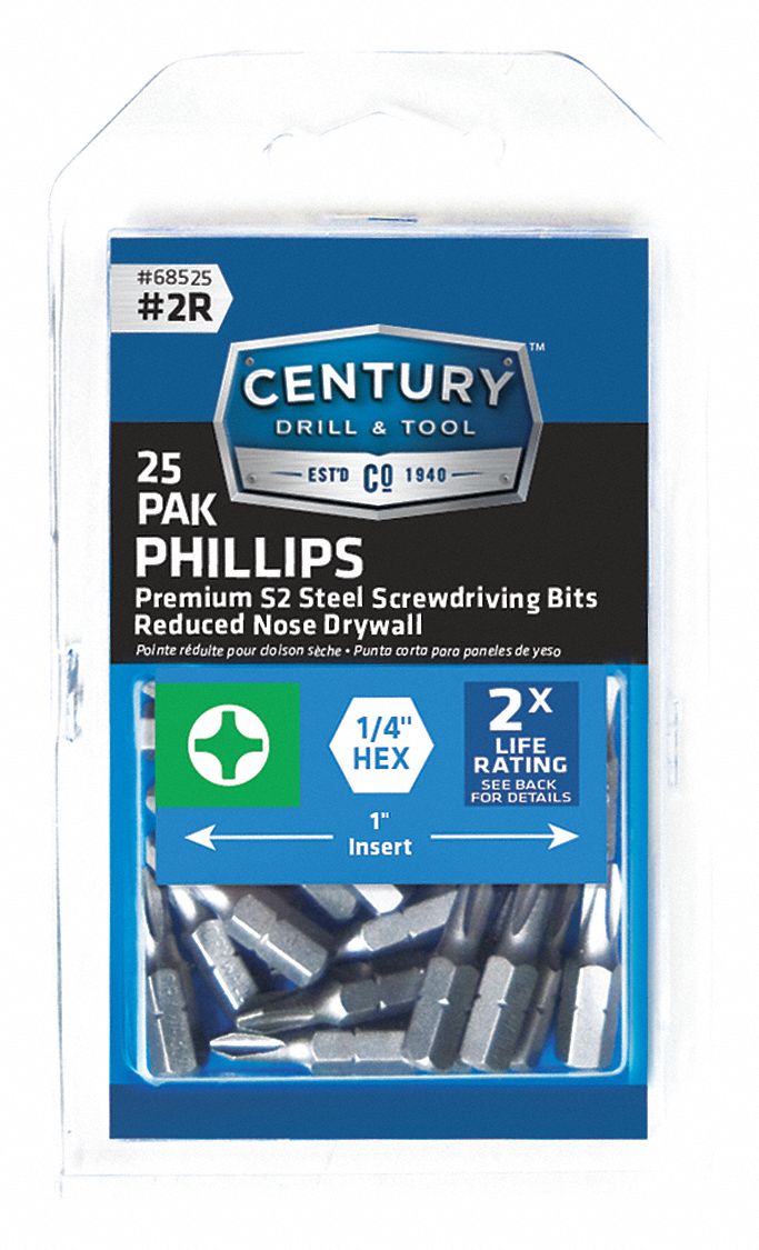 Phillips Drywall Screwdriver Bit 2R 25Pk