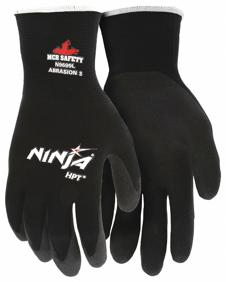 Gloves Pvc Coated Nylon Medium Black PK2